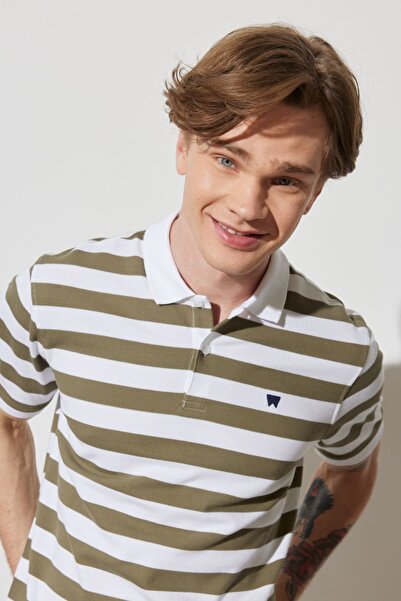 WRANGLER Polo Neck Striped 100% CottonRegularFit T-shirt