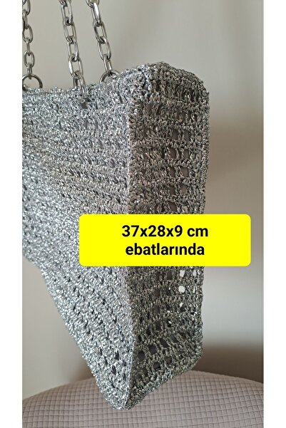 SOUL BY A&B Shiny Metallic Lame Gray Shoulder Bag - Lined and Snap Closure String Bag