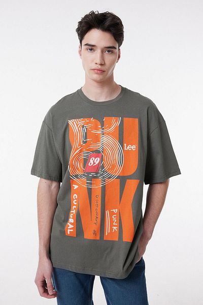 Lee Regular Fit Regular Cut Crew Neck 100% Cotton Khaki Men's T-Shirt