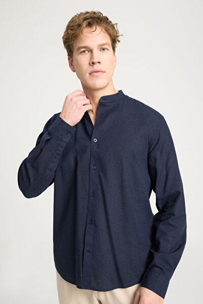 WRANGLER Relaxed Fit Geniş Kesim Hakim Yaka Lacivert Gömlek