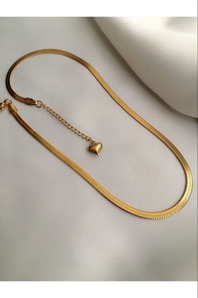 BIJUTERI 60CmGold Color Italian Steel Chain Necklace