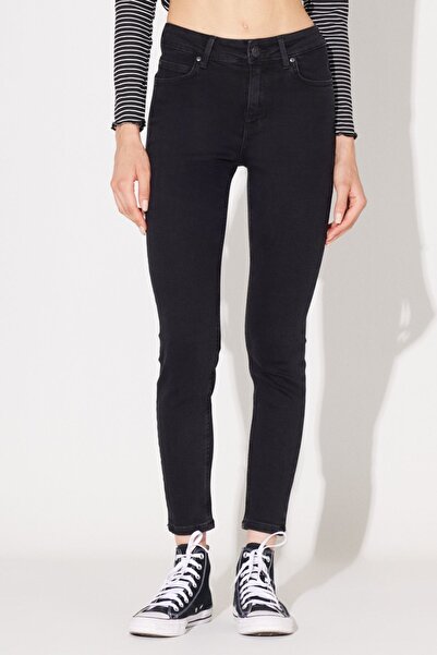 Lee Forever Skinny Fit Dar Kesim Yüksek Bel Yıkamalı Siyah Esnek Jean Kot Pan...