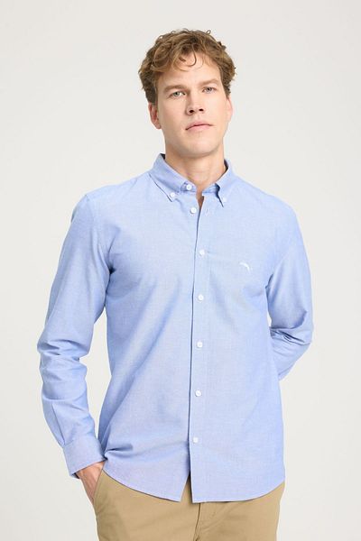 WRANGLER Světle modrá košile Oxford - 100% bavlna, Regular Fit