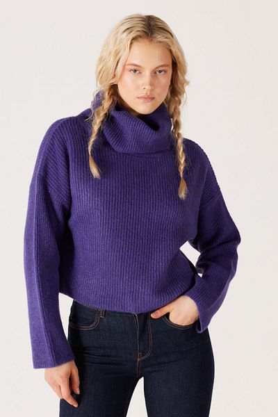 WRANGLER Lila garbós kötöttáru pulóver - normál szabású