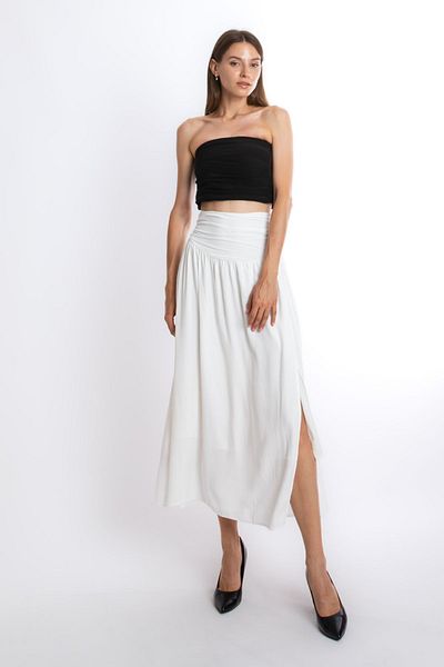 ONE8 Lined Organic Viscose Long Skirt with Deep Slit (DOES NOT SHOW UNDERWEAR)