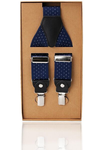 Kravatkolik Ανδρικό λουράκι παντελονιού με δερμάτινο λουράκι σε μπλε ναυτικό χρώμα Pan43