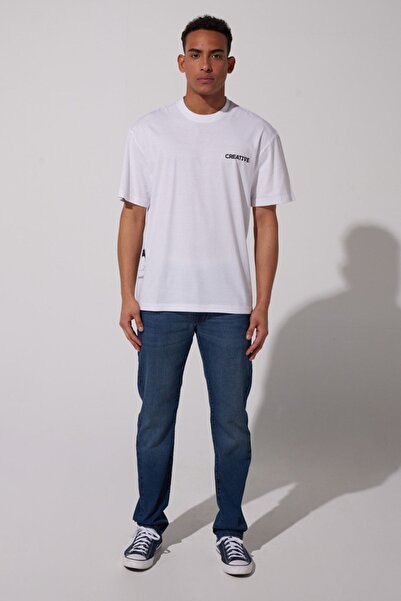 Riders by Lee White Crew Neck 100% CottonLooseFit T-shirt