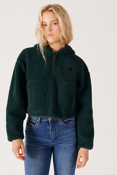 ALL TERRAIN GEAR -x- Wrangler Hanorac Sherpa verde cu glugă, cu jumătate de fermoar, All Terrain Gear