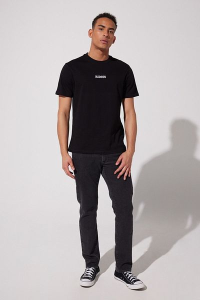 Riders by Lee Μαύρο T-Shirt με λαιμόκοψη 100% βαμβακερό