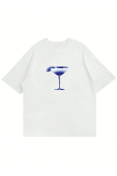 Mad&Calf Γυναικείο μπλουζάκι με στάμπα Margarita - Μπλε λαιμόκοψη