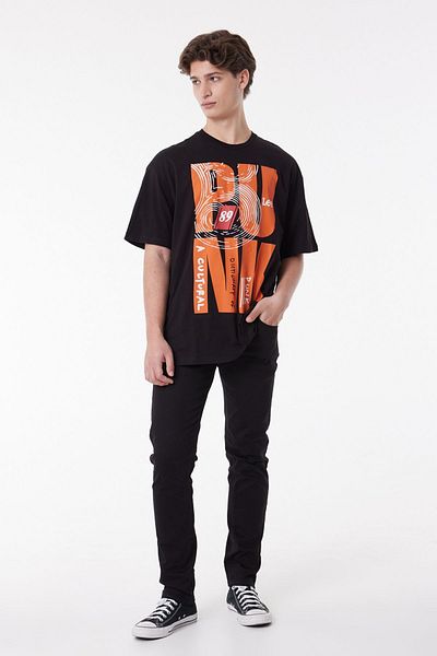 Lee Regular Fit Herren-T-Shirt mit normaler Passform, Rundhalsausschnitt, 100 % Baumwolle, Schwarz
