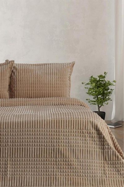 Çeyiz Diyarı Σετ διπλής κουβέρτας Merino Modern Line Beige