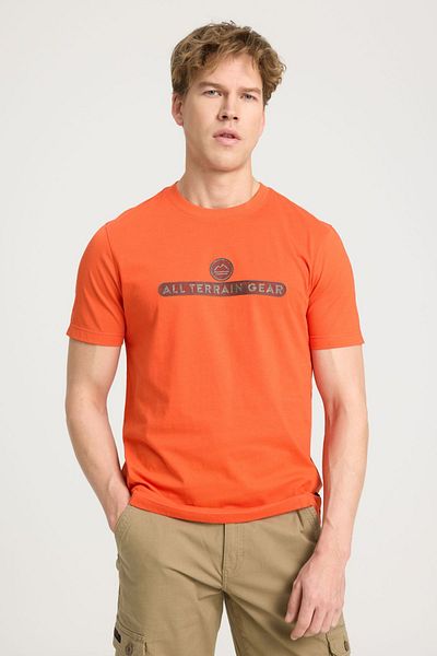WRANGLER Regular Fit Normal Cut Crew Neck 100% Cotton Red T-Shirt