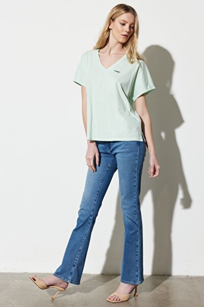 WRANGLER Regular Fit Regular Cut 100% Cotton V-Neck T-Shirt