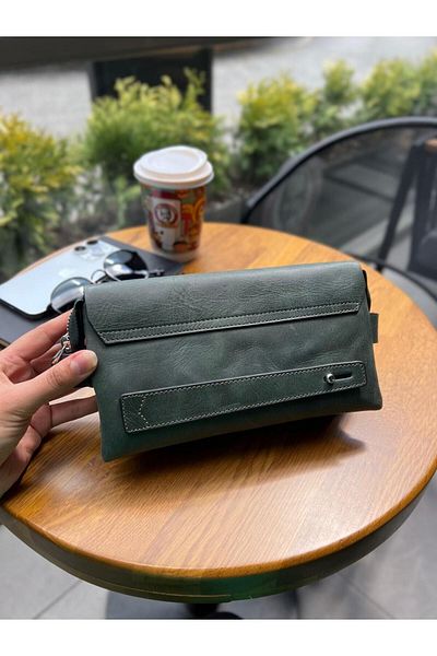 MFT Leather Design Унисекс чанта от естествена кожа в зелено - Боливия (9874)