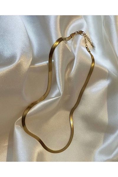 BIJUTERI 60CmGold Color Italian Steel Chain Necklace