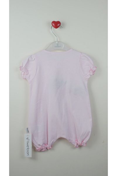 LİLOŞ Pink Strawberry Patterned Baby Girl Jumpsuit - 100% Cotton, Snap-on Neck