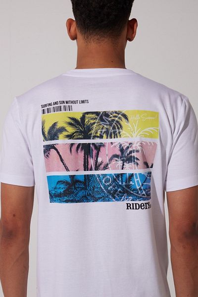 Riders by Lee Λευκό T-shirt με λαιμόκοψη 100% βαμβάκι με κανονική εφαρμογή