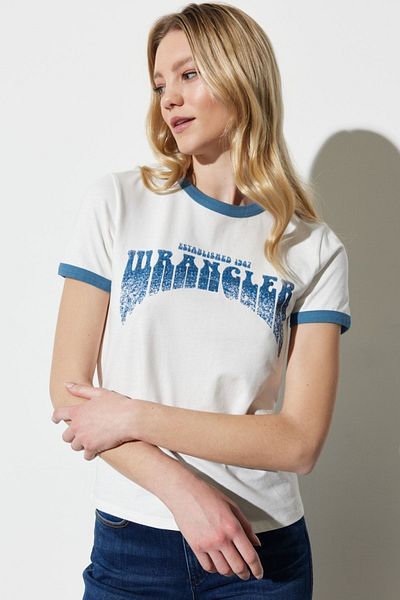 WRANGLER White Regular Fit Crew Neck 100% Cotton T-Shirt