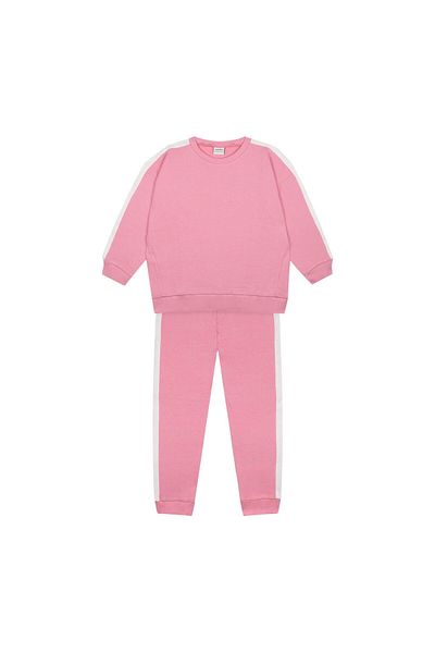 Antebies White Contrasted Pink Futter Tracksuit Set