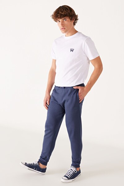 WRANGLER Regular Fit Regular Cut Navy Blue Jogger Sweatpants with Fleece Inside
