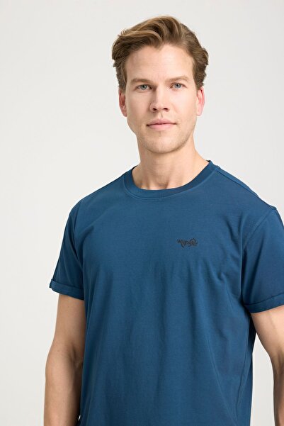 WRANGLER Loose Fit Rahat Kesim Bisiklet Yaka %100 Pamuk Lacivert Tişört