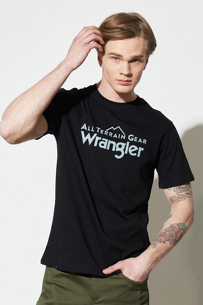 ALL TERRAIN GEAR -x- Wrangler Футболка All Terrain Gear Crew Neck Black 100 Cotton Regular Fit Tisort