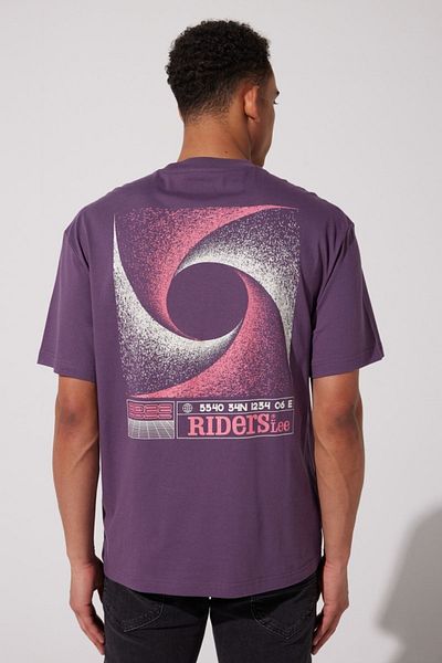 Riders by Lee Lilafarbenes T-Shirt mit Rundhalsausschnitt und lockerer Passform aus 100 % Baumwolle