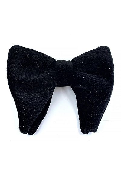 Kravatkolik Black Glitter Large Velvet Bow Tie P1700