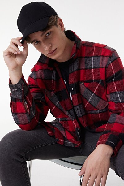 Lee Loose Fit Rahat Kesim Kırmızı Erkek Uzun Kol Gömlek