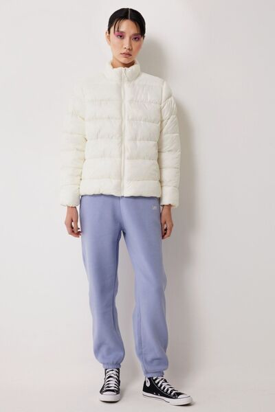 Lee Beige Color Regular Fit Stand Collar Puffer Jacket