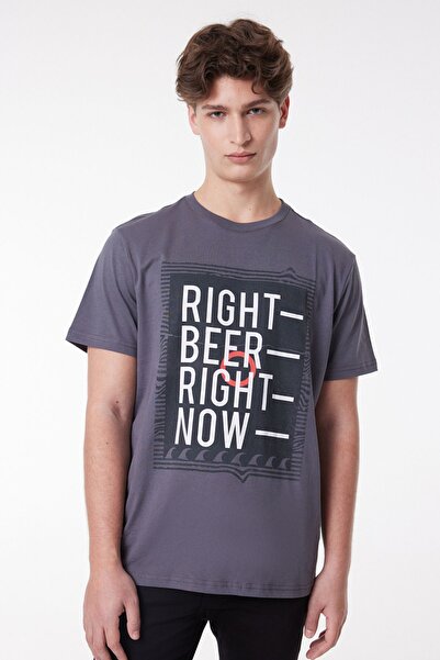 Lee Regular Fit Regular Cut Crew Neck 100% Cotton Anthracite Men's T-shirt