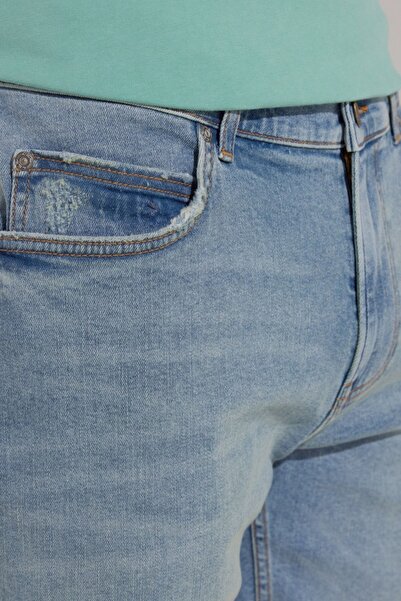 Lee Skinny Fit Dar Kesim Normal Bel Mavi Erkek Jean Denim Kot Şort