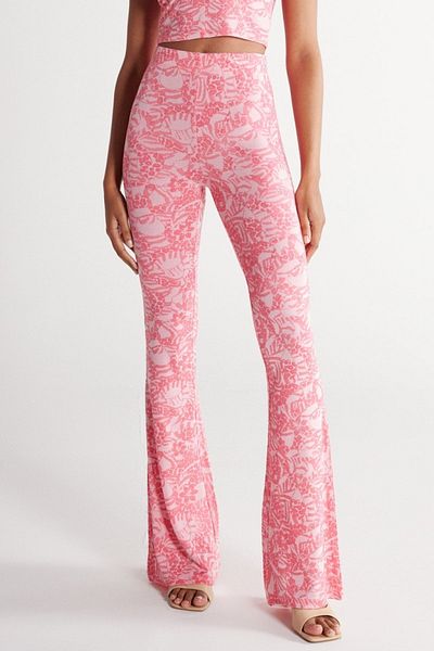WRANGLER Flare Fit High Waist Spanish Leg Women's Pink Patterned Pants
