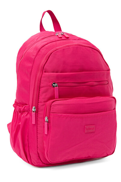 KAFF Young 17304 Fuchsia Crinkle Fabric Water Resistant Multi-Pocket Backpack