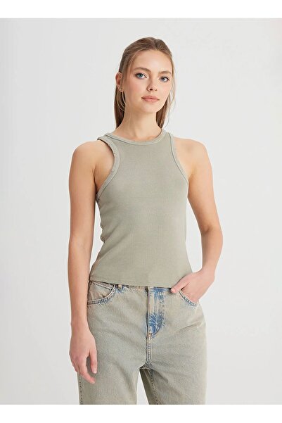 WRANGLER Crew Neck Khaki Women's Blouse W 241281801 -Sleeveless Blouse