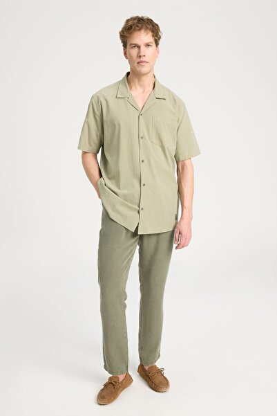 WRANGLER Relaxed Fit Wide Cut Short Sleeve 100% Cotton Green Shirt