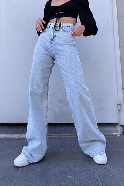 SHEVANE Camelio Gold Icon 90s - Ελαστικό Τζιν Palazzo Με Πολύ Ψηλή Μέση