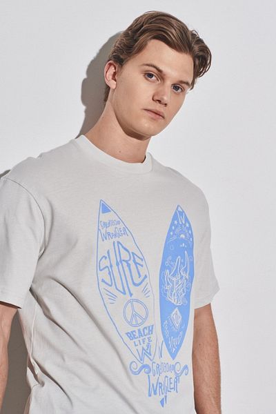 WRANGLER Gray Crew Neck 100% Cotton Relaxed Fit T-shirt