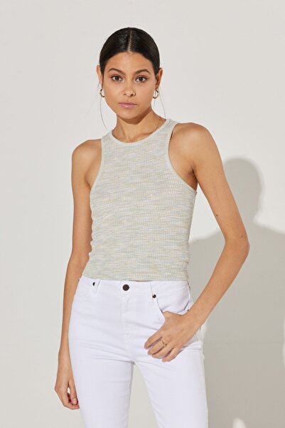 Lee Slim Fit Dar Kesim Bisiklet Yaka Kolsuz Çizgili Tişört