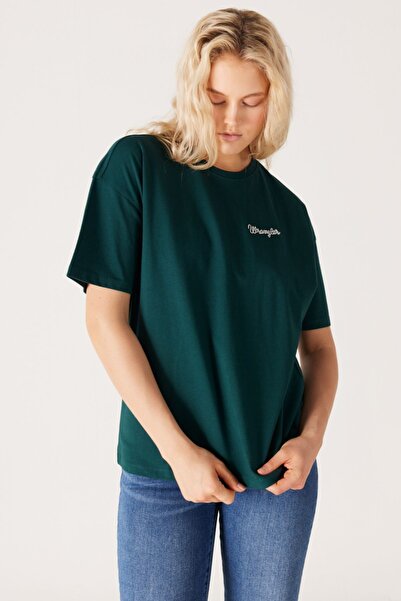 WRANGLER Loose Fit Rahat Kesim %100 Pamuk Bisiklet Yaka Yeşil Tişört