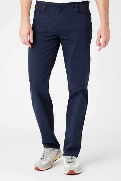 WRANGLER Gerade Passform, gerade geschnittene Texas-Marineblau-Stretchhose mit normaler Taille