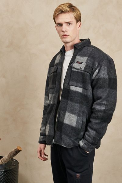 ALL TERRAIN GEAR -x- Wrangler All Terrain Gear Regular Cut Full Zip Checked Shacket Jacket