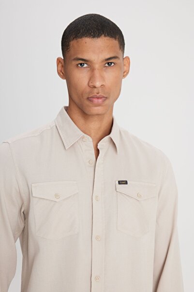 Lee Regular Fit Normal Kesim %100 Pamuk Bej Gömlek