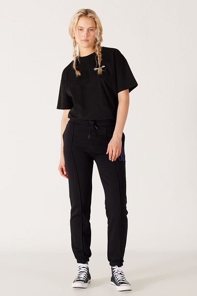 WRANGLER Regular Fit Women's Black Jogger Sweatpants with Fleece Inside and Pockets