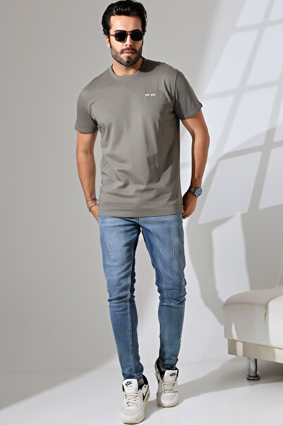 GİYGİY Icardı Erkek Taş Rengi %100 Pamuk Regular Fit Normal Kesim Bisiklet Ya...