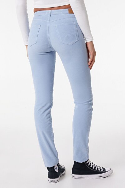 WRANGLER Slim Fit Dar Kesim Normal Bel Esnek Mavi Kadife Pantolon