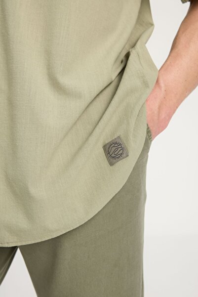 WRANGLER Relaxed Fit Wide Cut Short Sleeve 100% Cotton Green Shirt