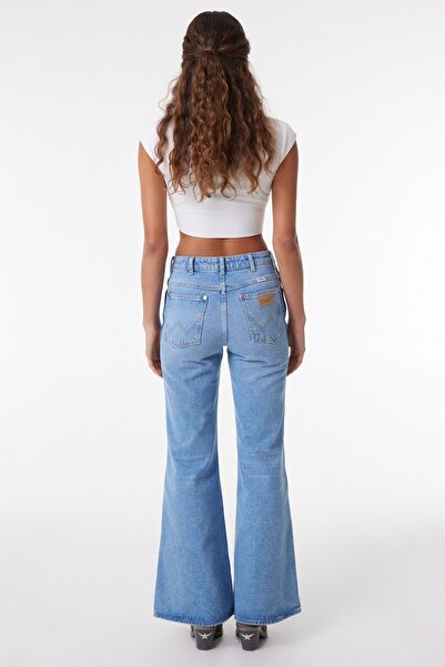 WRANGLER Wanderer Fit High Waist Wide Leg 100% Cotton Cowboy Cut Women's Blue Jean Denim Jeans