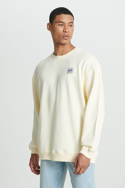 Lee Ecru Color - Relaxed Cut Crew Neck 100% Cotton Sweatshirt